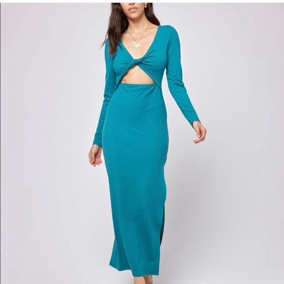 NWT L Space Hayden dress women's size large long with side slit - Picture 5 of 16